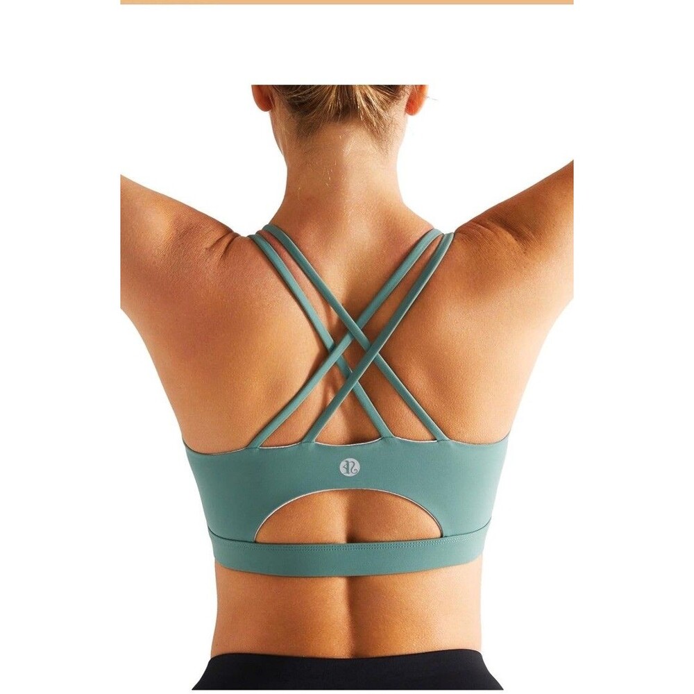 RUNNING GIRL Sports Bras Women,Strappy Back Workout Padded Support Green XXL